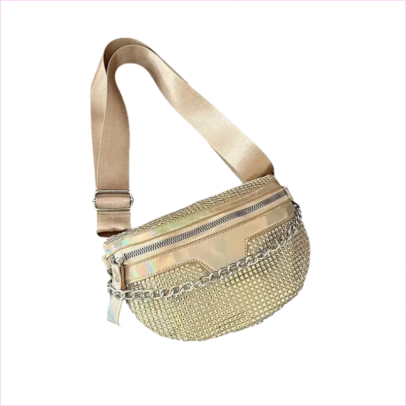 Sparkly Rhinestone Luxury Bum Bag Fanny Pack in Silver - Pleasures and Sins