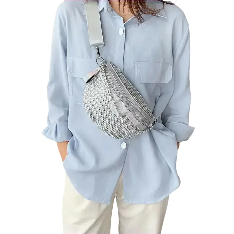 Sparkly Rhinestone Luxury Bum Bag Fanny Pack in Silver - Pleasures and Sins