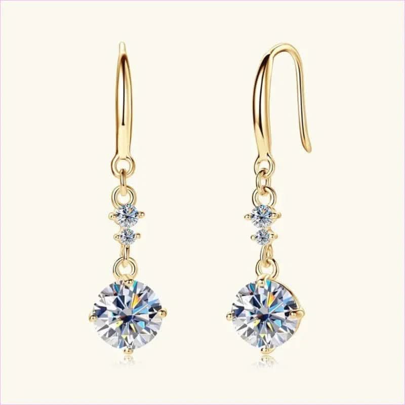 Sterling Silver Drop Earrings with Moissanite Over 0.3 Carats - Pleasures and Sins