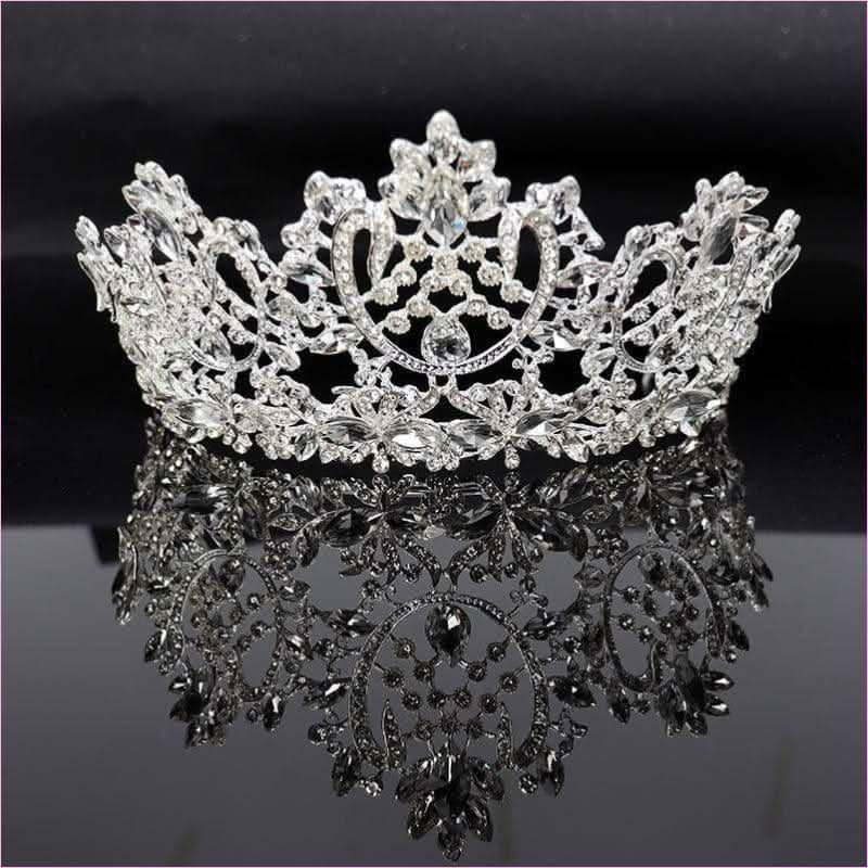 Stunning Crystal Flower Rhinestone Bridal Pageant Crown Tiara - Pleasures and Sins