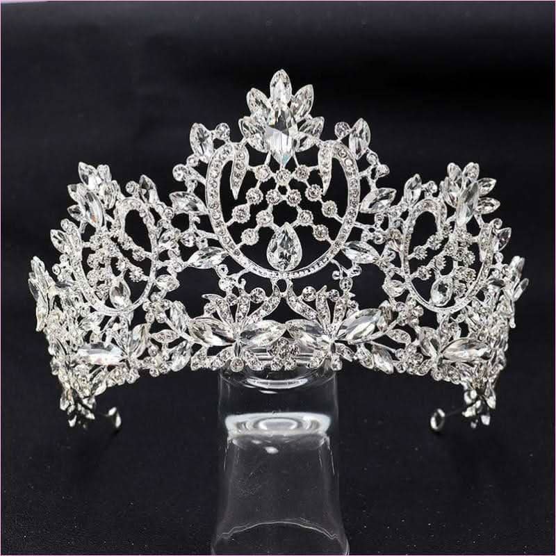 Stunning Crystal Flower Rhinestone Bridal Pageant Crown Tiara - Pleasures and Sins