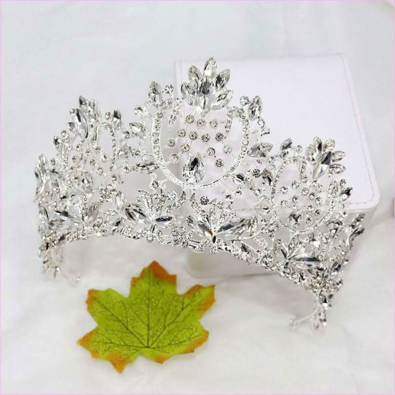 Stunning Crystal Flower Rhinestone Bridal Pageant Crown Tiara - Pleasures and Sins