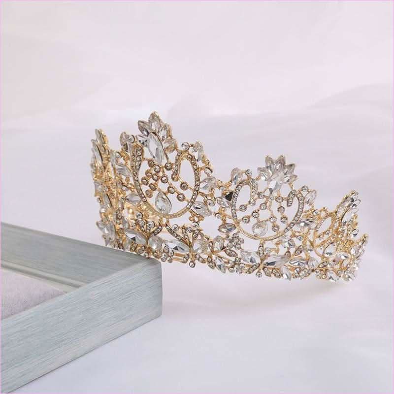 Stunning Crystal Flower Rhinestone Bridal Pageant Crown Tiara - Pleasures and Sins