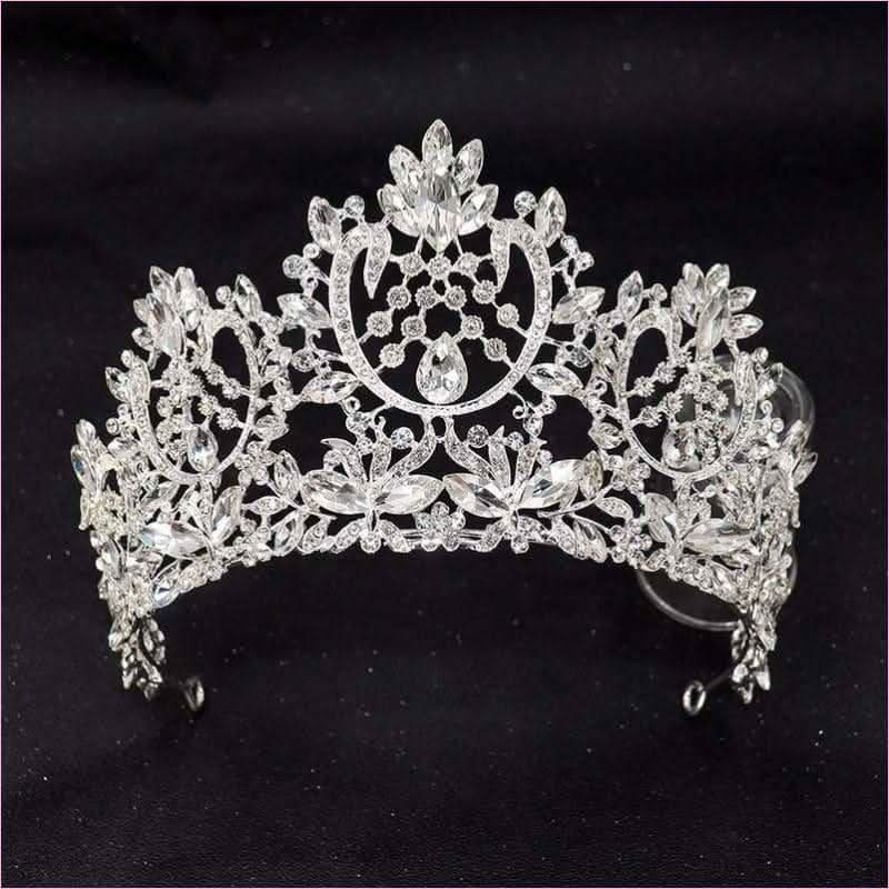 Stunning Crystal Flower Rhinestone Bridal Pageant Crown Tiara - Pleasures and Sins