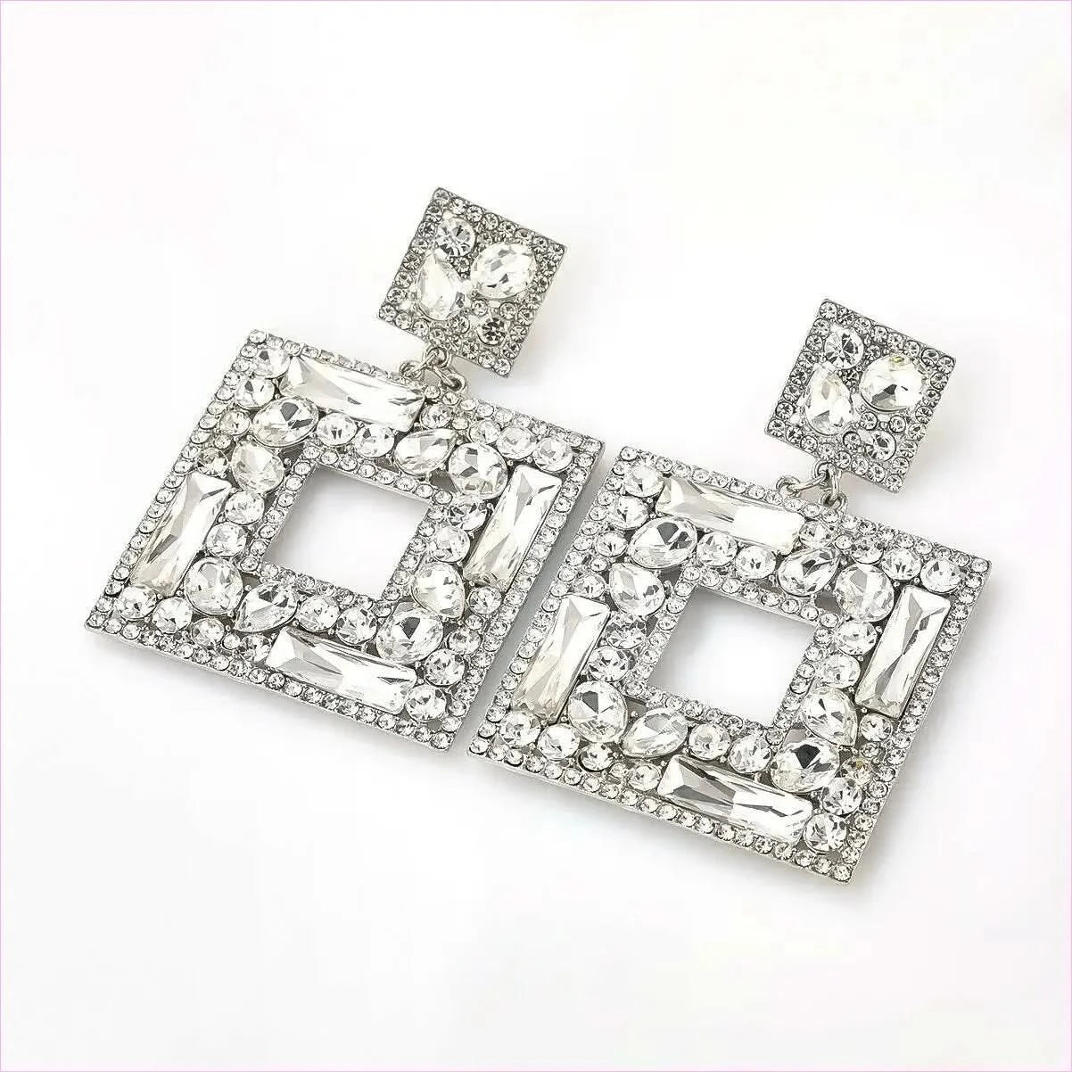 Stunning Multi-layer Square Diamond Rhinestone Earrings - Pleasures and Sins