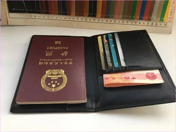 Stylish Black Leather Travel Wallet with Rfid Protection and Card Slots - Pleasures and Sins