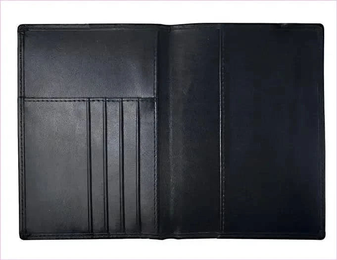 Stylish Black Leather Travel Wallet with Rfid Protection and Card Slots - Pleasures and Sins