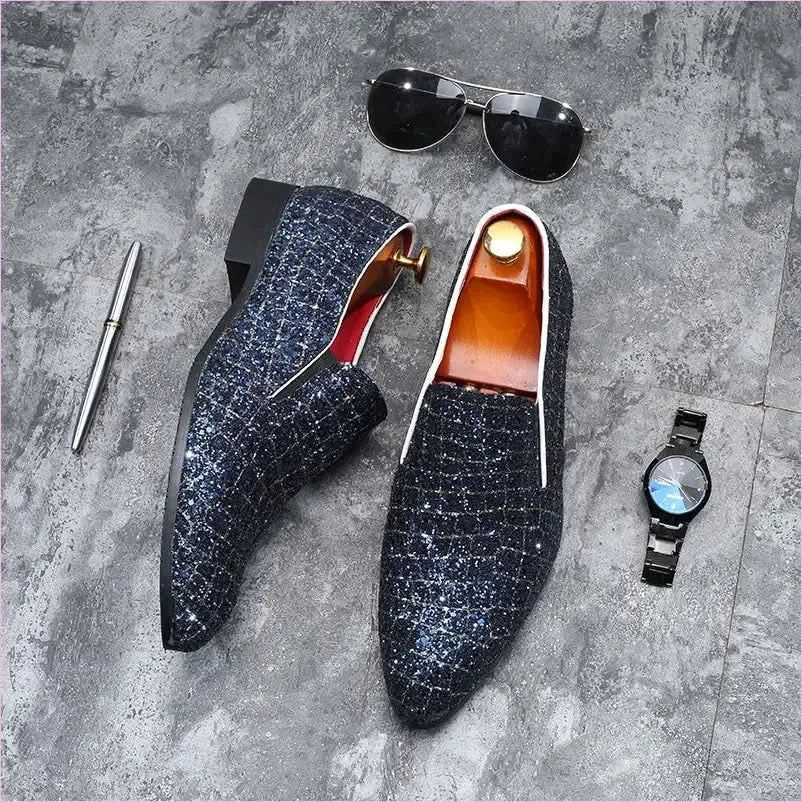 Stylish Men’s Pointed Sequin Glitter Shoes for any Celebration - Pleasures and Sins