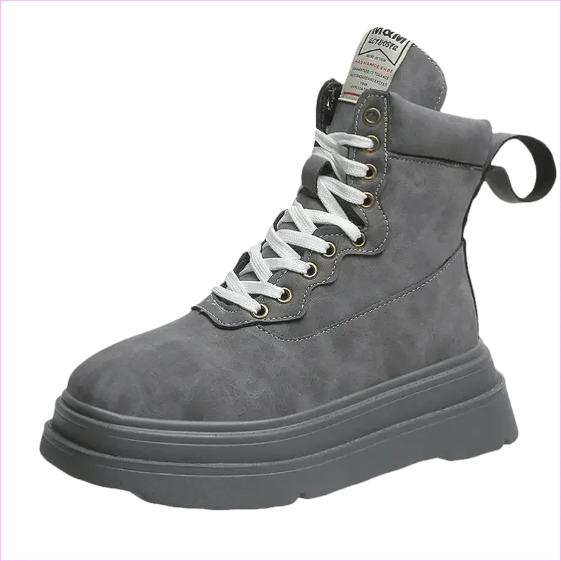 Thick Soled Motorcycle Boots Retro Style for Women - Pleasures and Sins