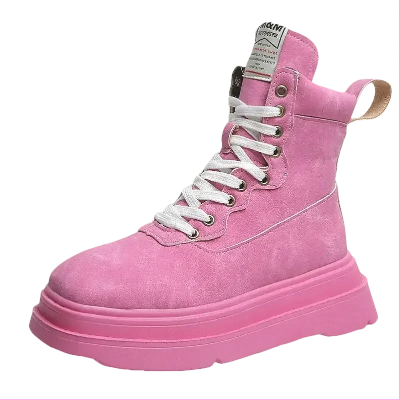 Thick Soled Motorcycle Boots Retro Style for Women - Pleasures and Sins