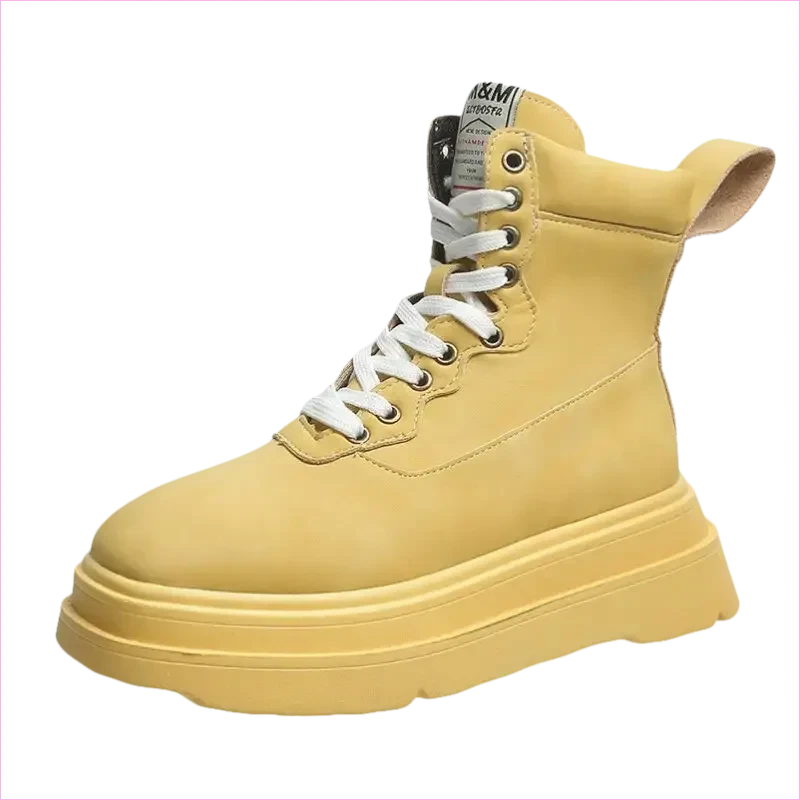 Thick Soled Motorcycle Boots Retro Style for Women - Pleasures and Sins