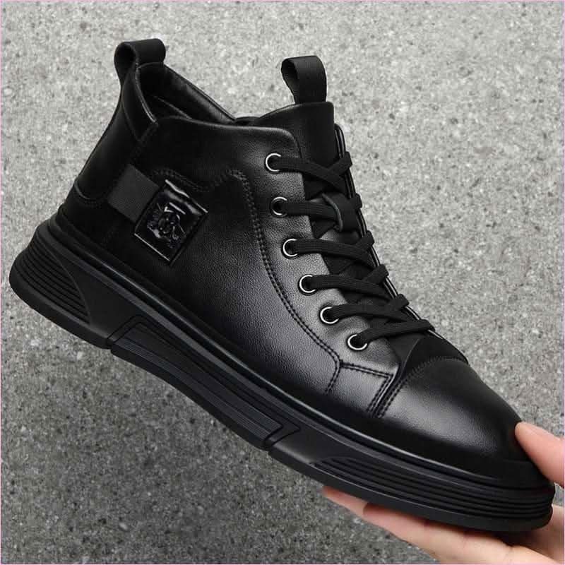 Trendy Leather Shoes for Men Casual High Top Leather Sneakers - Pleasures and Sins