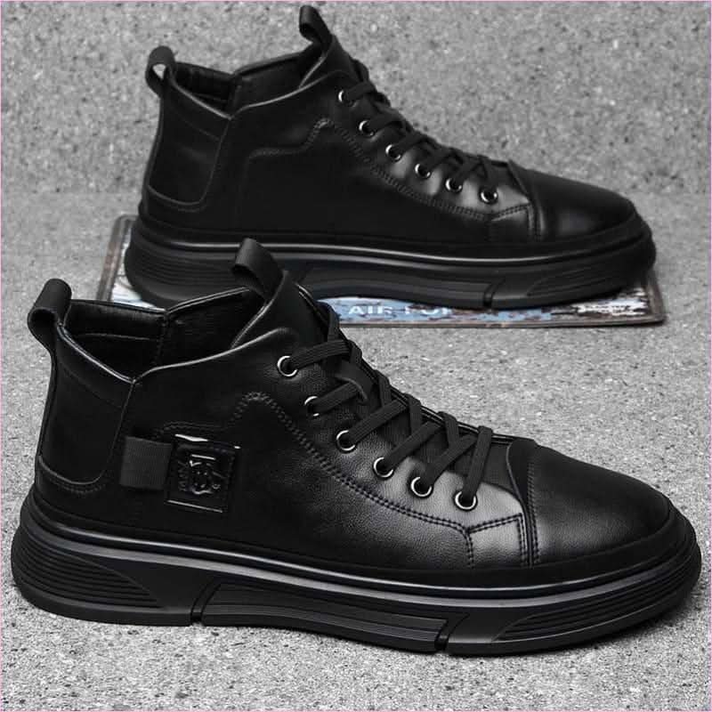 Trendy Leather Shoes for Men Casual High Top Leather Sneakers - Pleasures and Sins