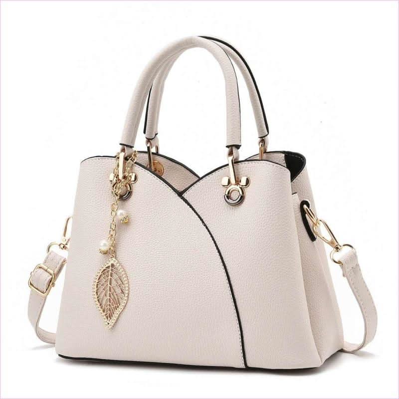 Trendy Versatile Women's Handbag with Glamorous Gold and Pearl Details - Pleasures and Sins