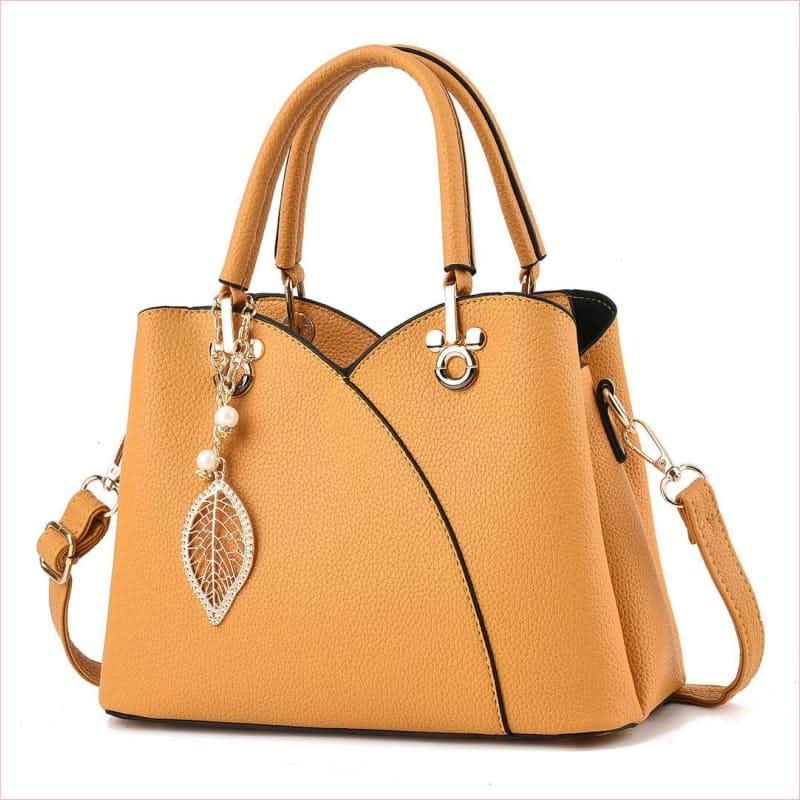 Trendy Versatile Women's Handbag with Glamorous Gold and Pearl Details - Pleasures and Sins