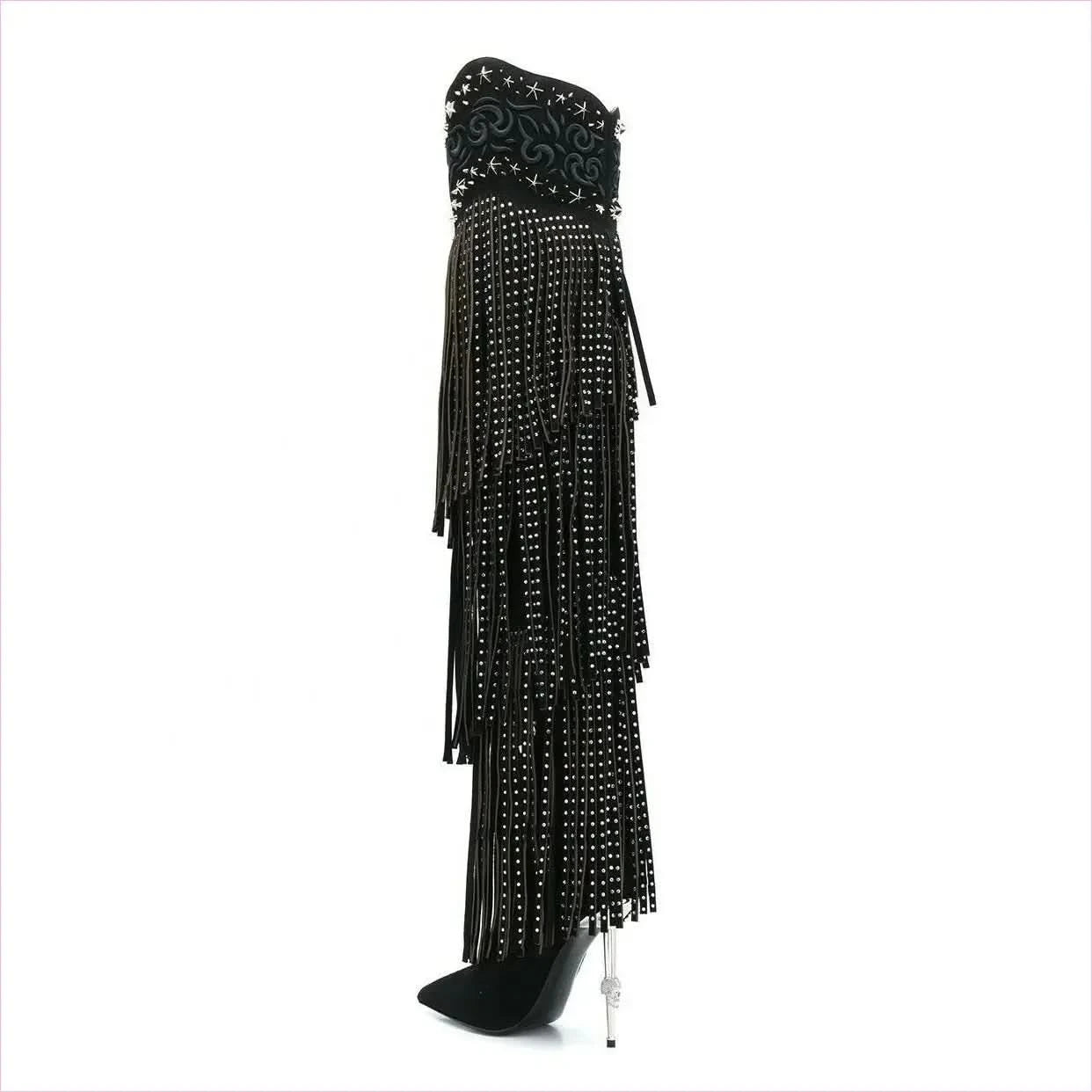 Vintage Crystal Embellished Fringe Cowboy Boots for Glam Style - Pleasures and Sins