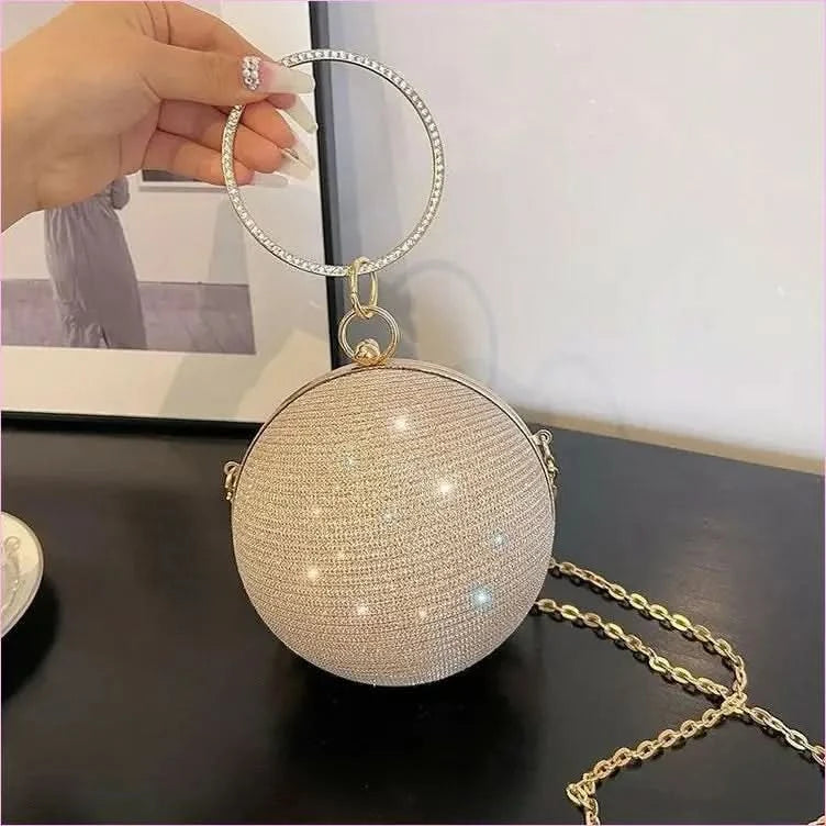 Womens Spherical Evening Bag with Diamond Studs for Stylish Events - Pleasures and Sins