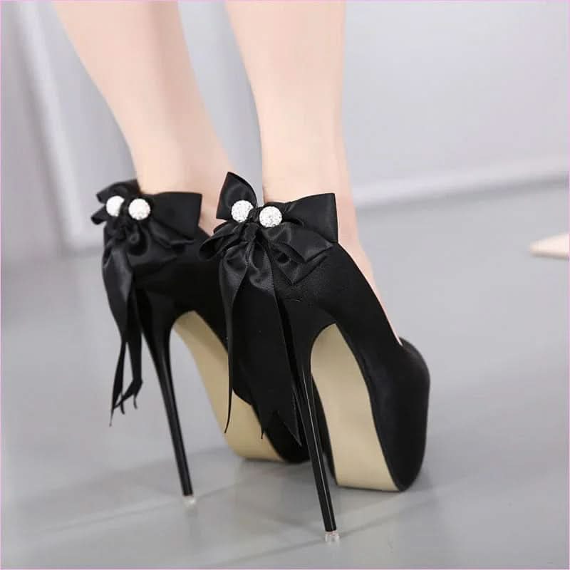 Womenâs Stiletto Heels with Bow Detail for Elegant Style - Pleasures and Sins