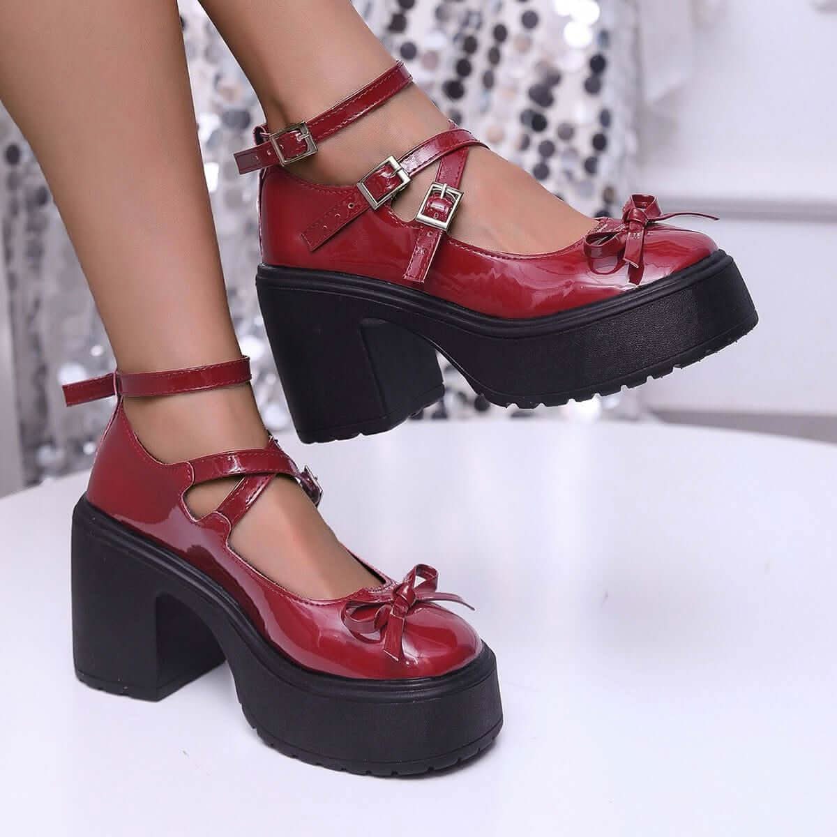 Women's Thick-soled Lace-up Mary Jane Versatile Shoes Shoes Pleasures and Sins
