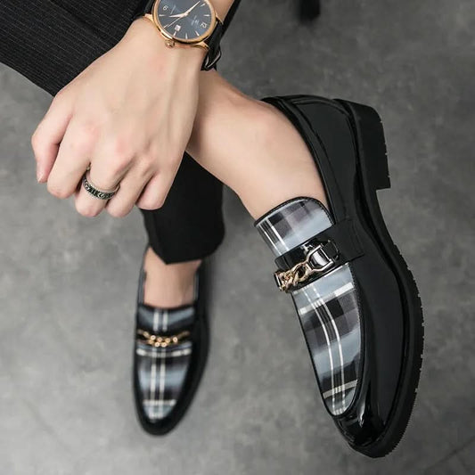Italian Luxury Mens Loafers Casual Slip-on British Style Check Moccasins Shoes Pleasures and Sins