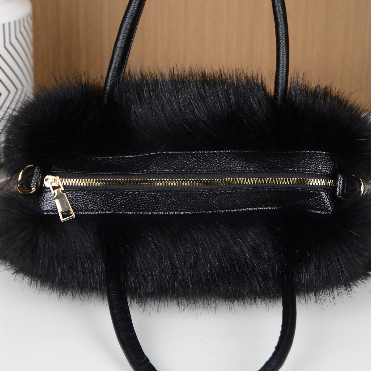 High-end Square Plush Bag Fur Handbag Large Capacity