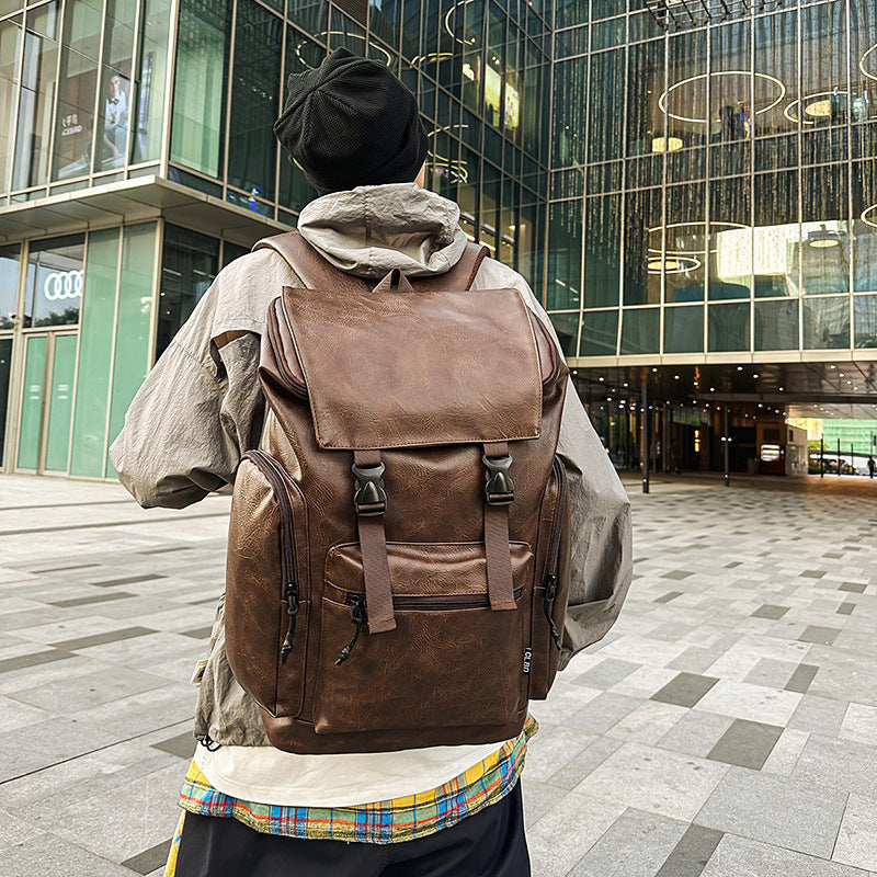 Retro Men's Computer Backpack Frosted Faux Leather Backpack Pleasures and Sins