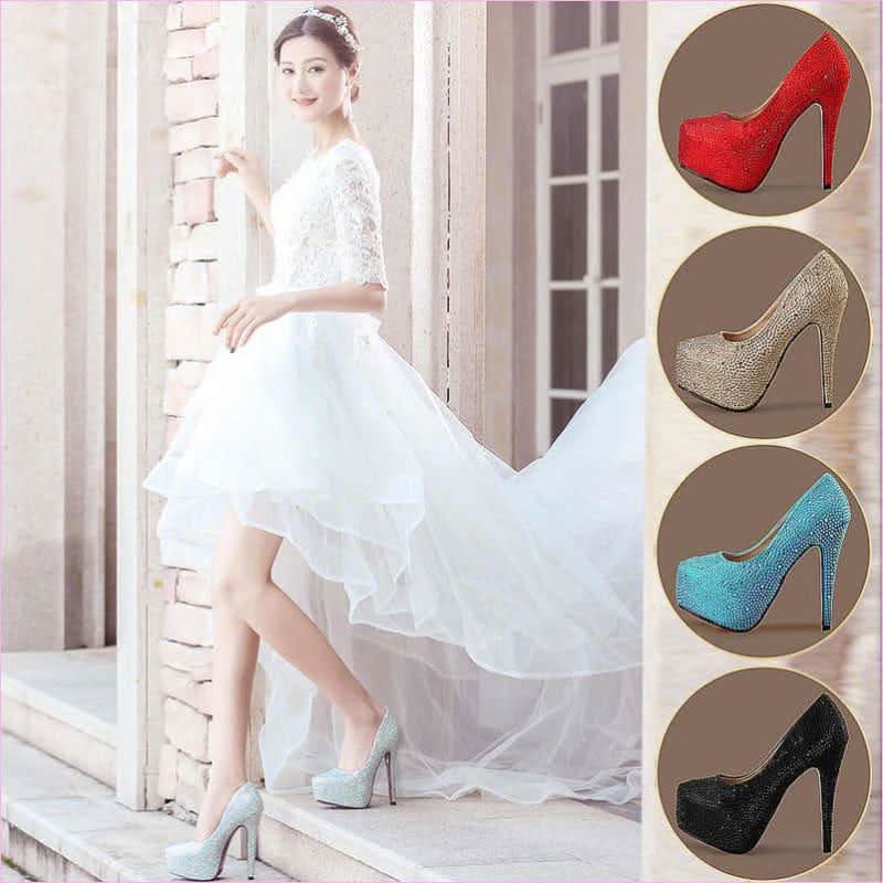 14cm Super High Heel Crystal Embellished Ladies Pumps - Pleasures and Sins
