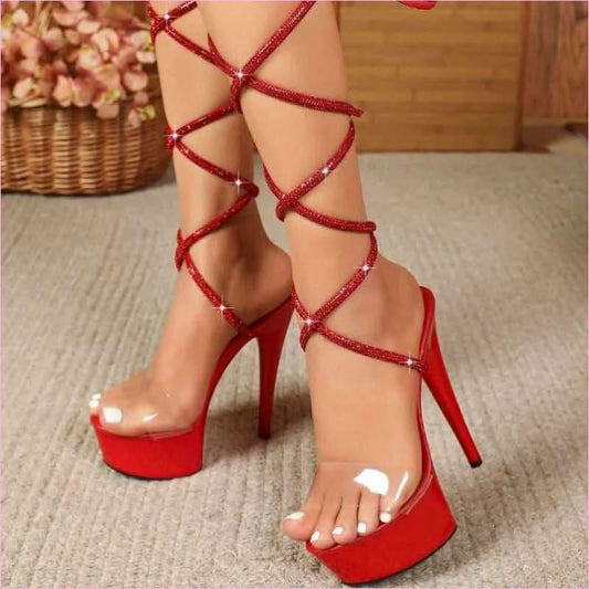15cm Platform Heel Open Toe Shoes for Pole Dancing Prowess - Pleasures and Sins