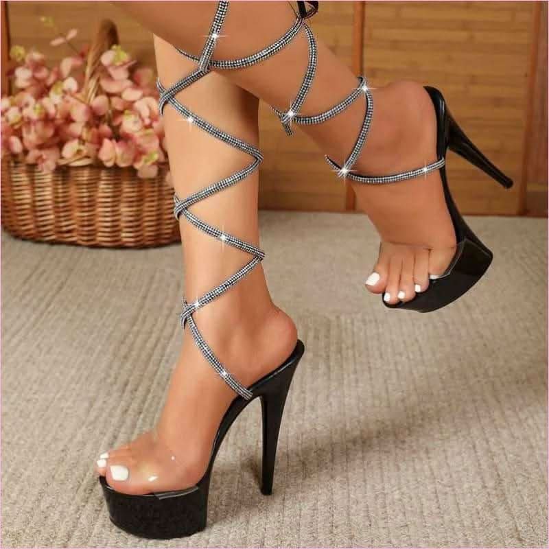 15cm Platform Heel Open Toe Shoes for Pole Dancing Prowess - Pleasures and Sins