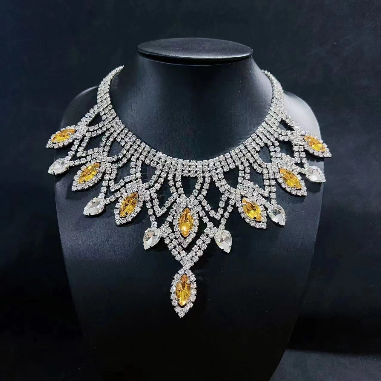 Exaggerated Rhinestone Necklace Personality Luxury Multi-layer Drag Queen Jewels