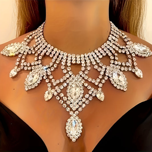 Exaggerated Rhinestone Necklace Personality Luxury Multi-layer Drag Queen Jewels