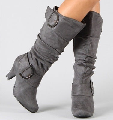 Fashion Brushed Velvet Spring And Autumn Women's Boots Boots Pleasures and Sins Gray 34