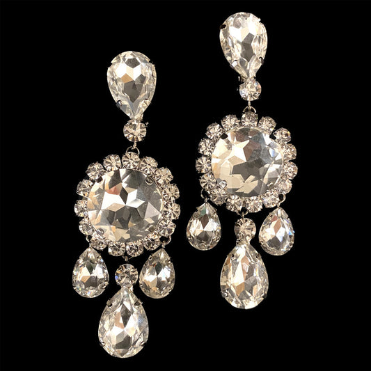 Drag Queen Stage Show Exaggerated Rhinestone Pendant Necklace Set