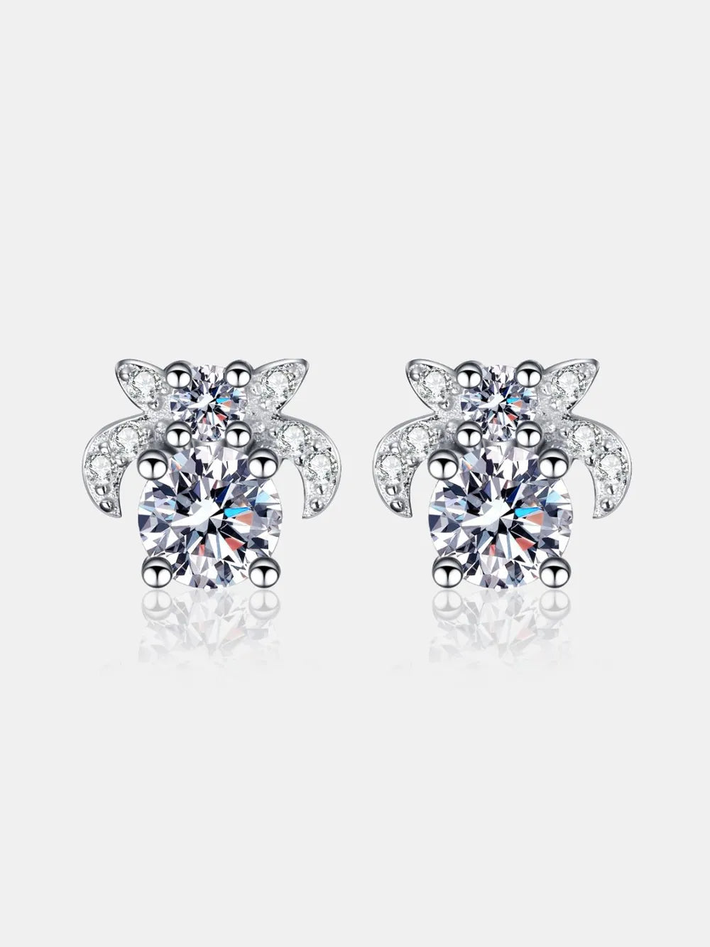 1 Carat Moissanite 925 Sterling Silver Stud Earrings Earrings Pleasures and Sins Silver One Size