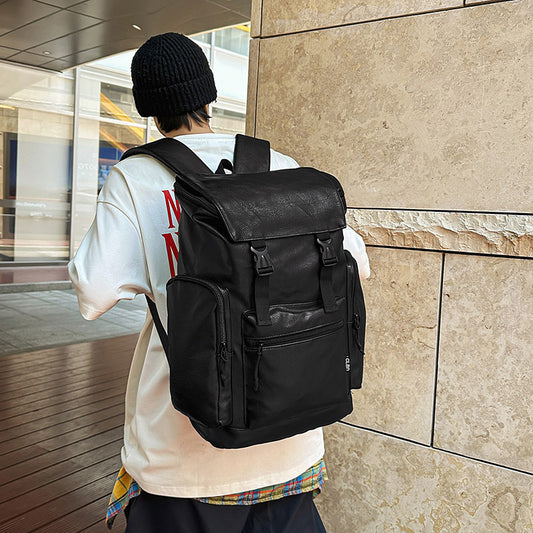 Retro Men's Computer Backpack Frosted Faux Leather Backpack Pleasures and Sins