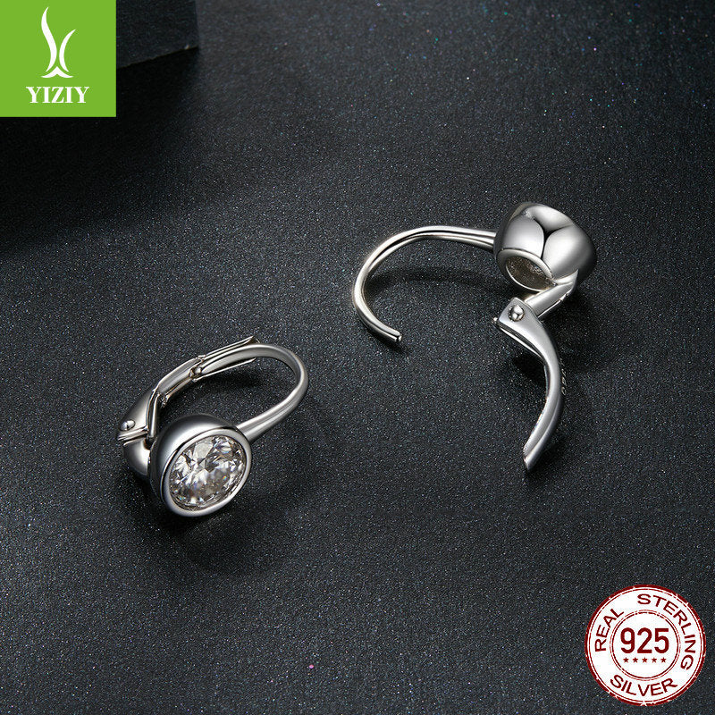 Silver Classic Design 50 Points Sparkling Moissanite Elegant 925 Pure Silver Earrings