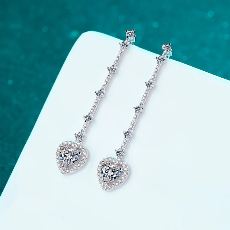 2 Carat Moissanite 925 Sterling Silver Heart Earrings Earrings Pleasures and Sins