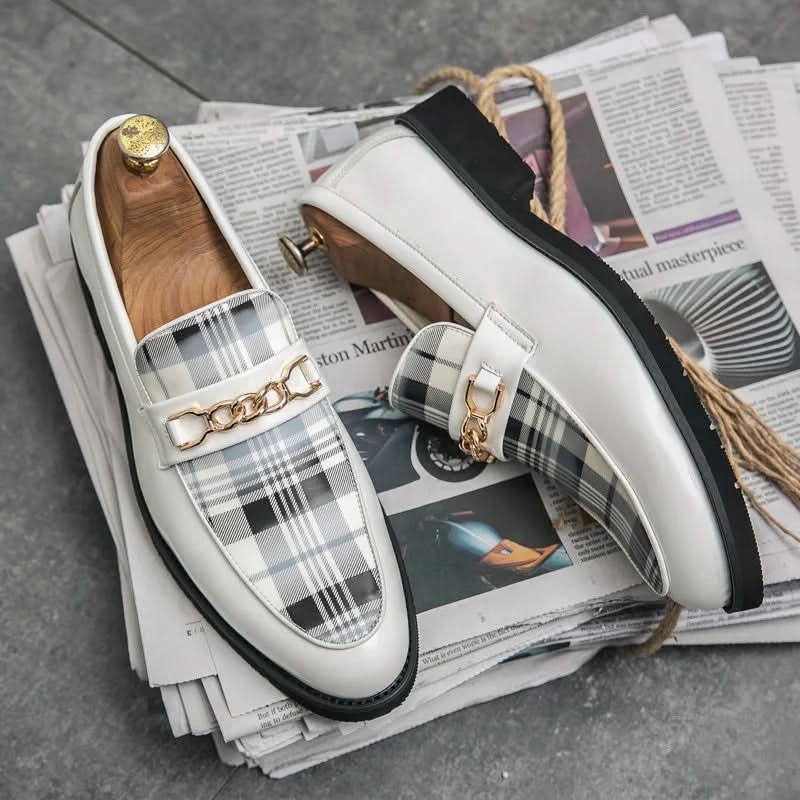 Italian Luxury Mens Loafers Casual Slip-on British Style Check Moccasins Shoes Pleasures and Sins