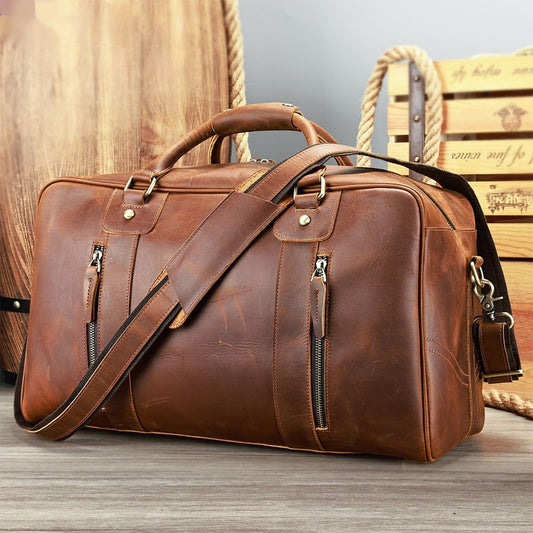 Mens Luxury Retro Genuine Leather Weekend Travel Bag Bag Pleasures and Sins