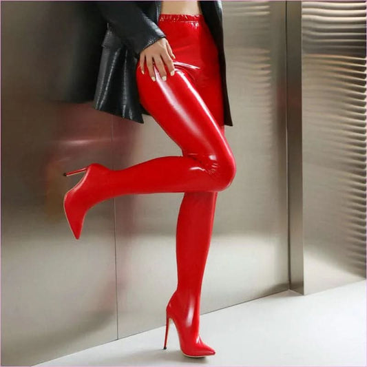 Drag Queen Stiletto Pvc Boots with Queen Heel for Bold Style - Pleasures and Sins