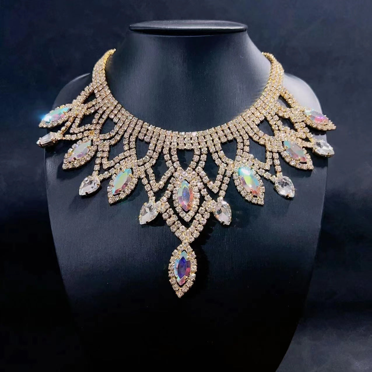 Exaggerated Rhinestone Necklace Personality Luxury Multi-layer Drag Queen Jewels
