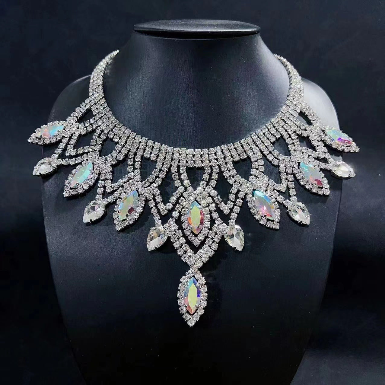 Exaggerated Rhinestone Necklace Personality Luxury Multi-layer Drag Queen Jewels
