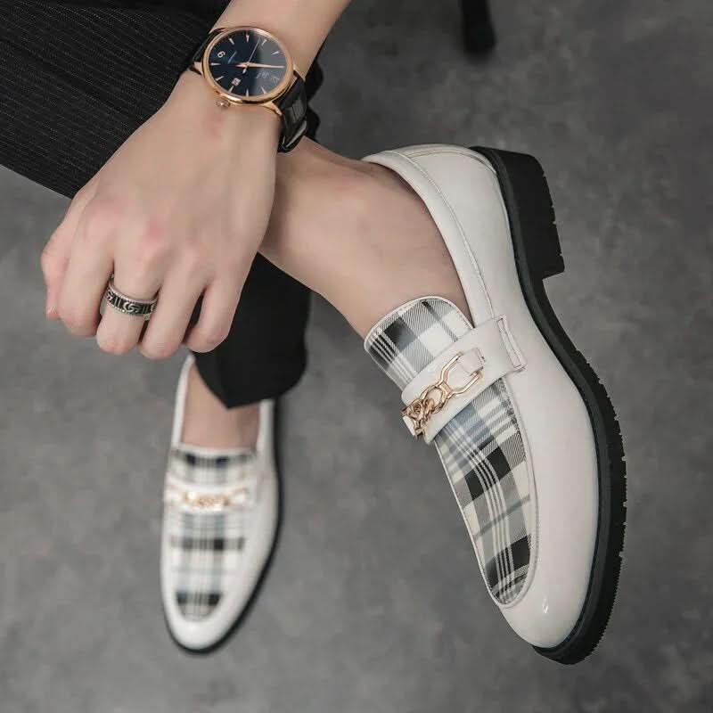 Italian Luxury Mens Loafers Casual Slip-on British Style Check Moccasins Shoes Pleasures and Sins