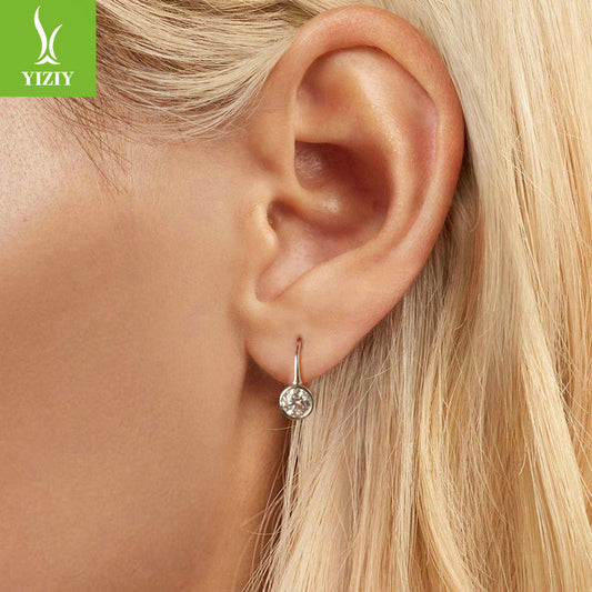 Silver Classic Design 50 Points Sparkling Moissanite Elegant 925 Pure Silver Earrings