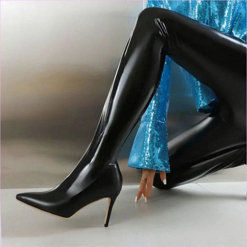 Drag Queen Stiletto Pvc Boots with Queen Heel for Bold Style - Pleasures and Sins