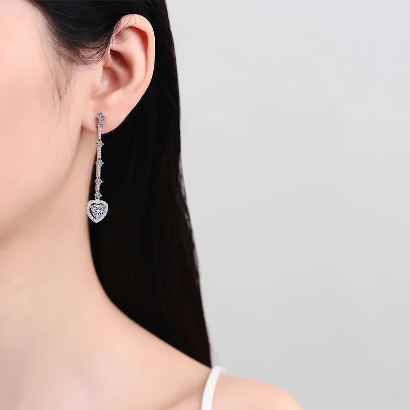 2 Carat Moissanite 925 Sterling Silver Heart Earrings Earrings Pleasures and Sins