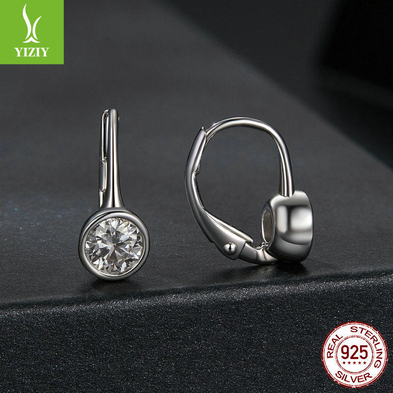 Silver Classic Design 50 Points Sparkling Moissanite Elegant 925 Pure Silver Earrings