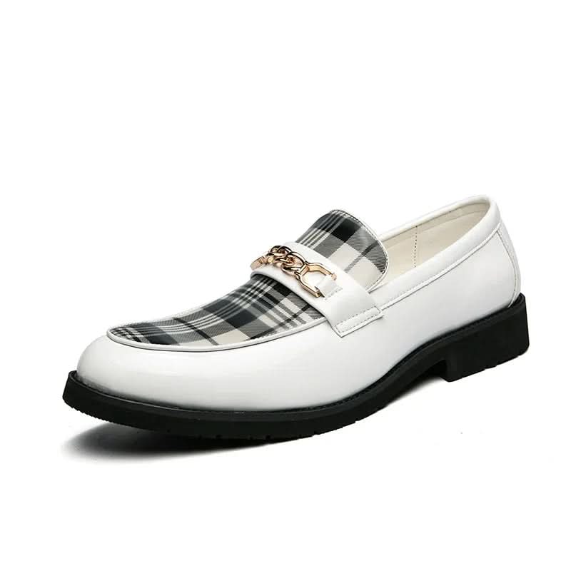 Italian Luxury Mens Loafers Casual Slip-on British Style Check Moccasins Shoes Pleasures and Sins Gray 38