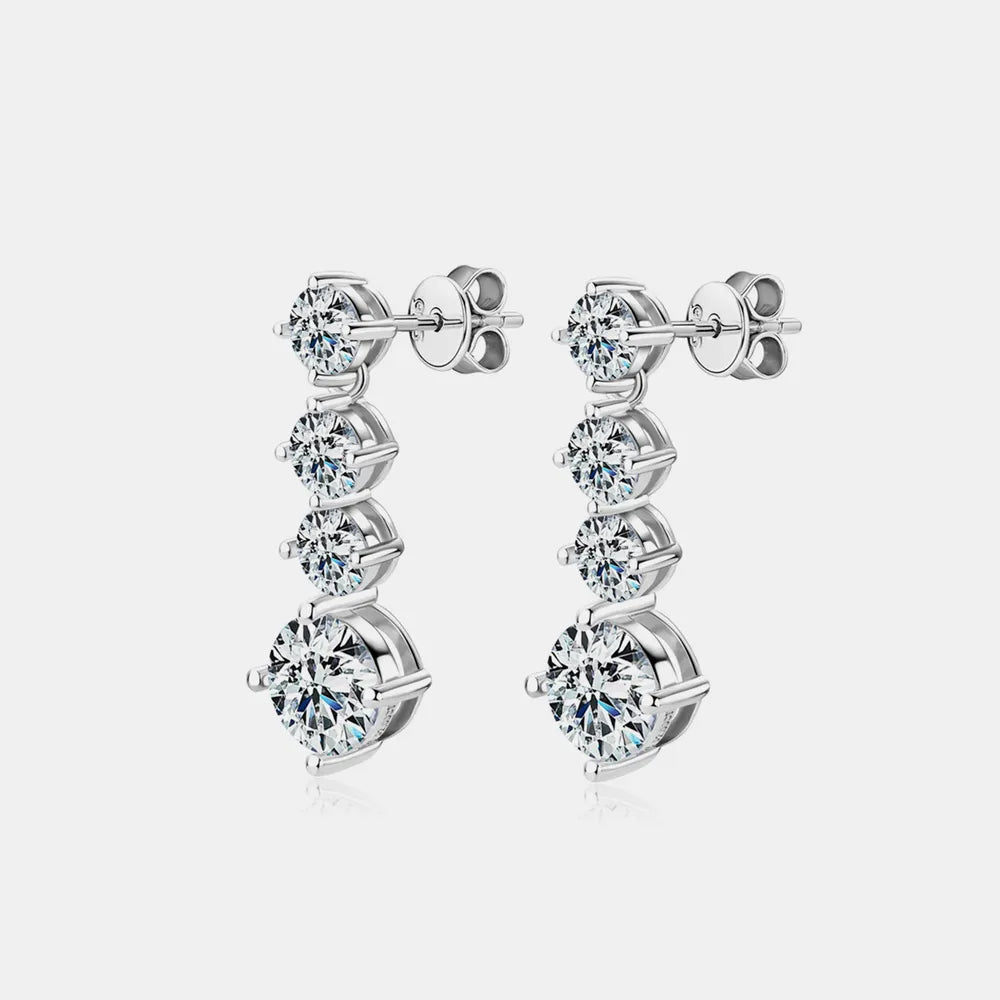 Luxury Moissanite 925 Sterling Silver Drop Earrings With 4 Moissanite Stones Earrings Pleasures and Sins