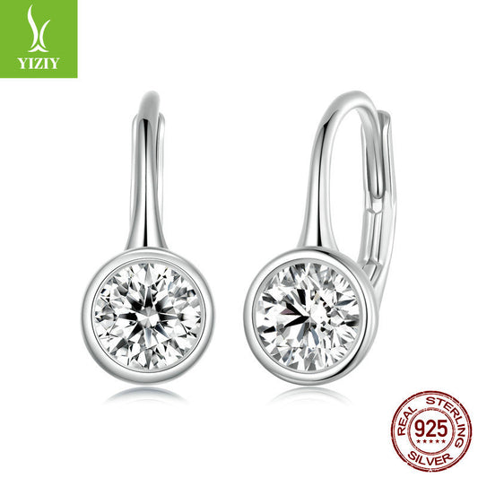 Silver Classic Design 50 Points Sparkling Moissanite Elegant 925 Pure Silver Earrings